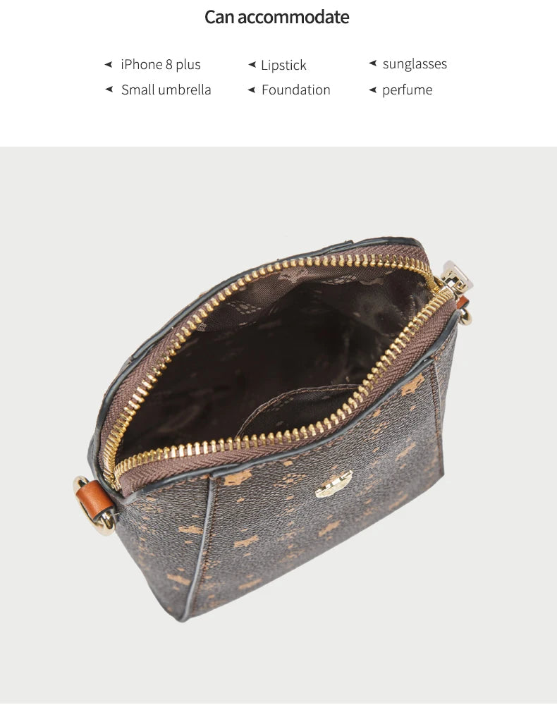 FOXER Woman Small Monogram Cellphone Bag Vintage Shoulder Bag Girl Mini Crossbody Bag PVC Lady Messenger Bag Gift for Wife,Lover