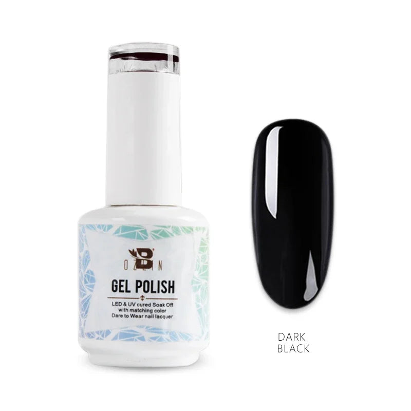 AWStorG15ml 2 IN 1 Crystal Top Coat Transparent Soak Off UV LED Nails Art Manicure Gel Nail Polish Varnishes Primer Function Gel 15ml Dark Black