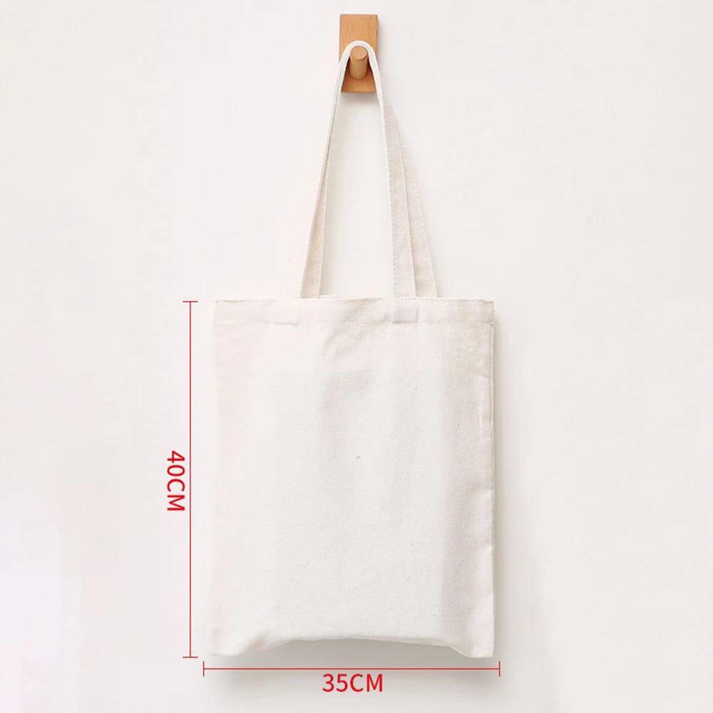 ISKYBOB Large Capacity Canvas Shoulder Bag Handbag Folding Eco Cotton Tote Bags Reusable DIY Painted Shopping Bag Grocery Bag