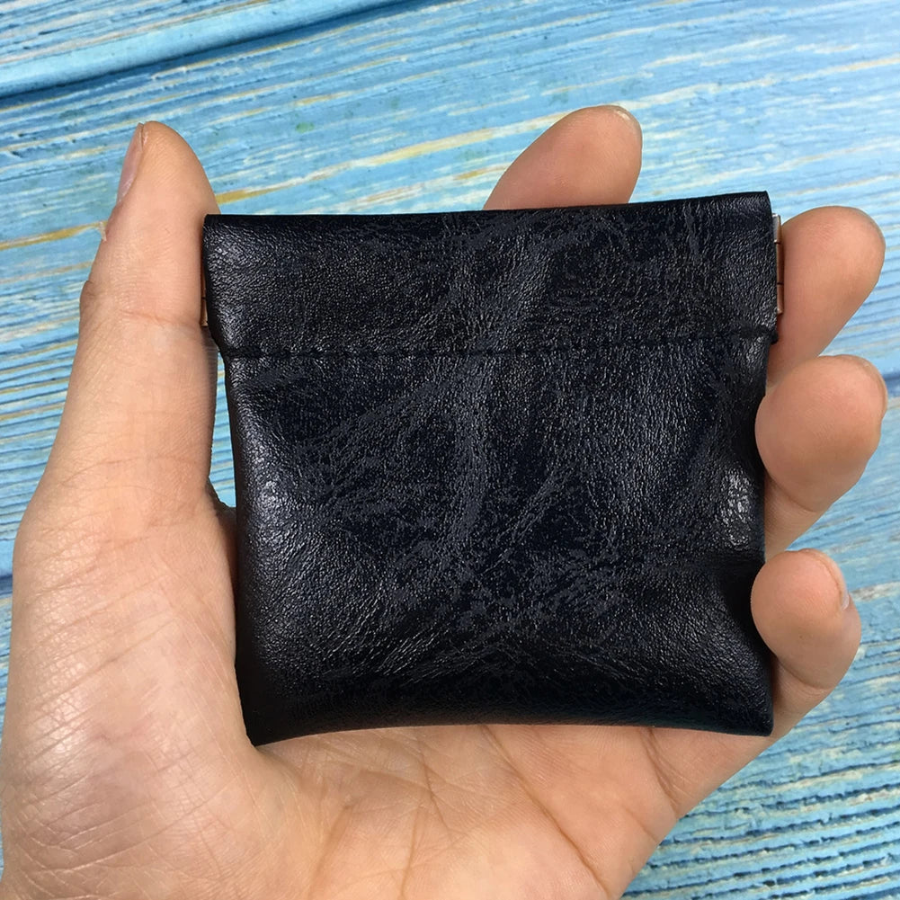 Pu Leather Coin Purse Women Men Small Mini Short Wallet Bag Money Change Key Earbuds Travel Credit Card Holder for Kids Girl black
