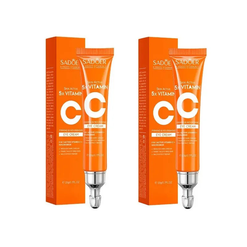 SADOER Vitamin C Eye Cream Anti Dark Circles Eyes Bags Remover Moisturizing Brightening Firming Skin Care Products for Eyes 2pcs