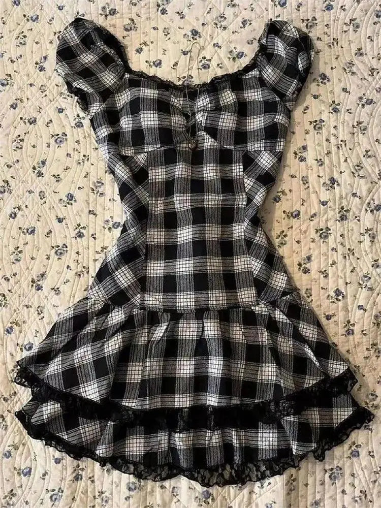 Y2k Clothes White Mini Dress Woman Clothing Gothic Dress Harajuku Party Dresses Graphic Rock Punk Goth Emo Short Women's Summer black