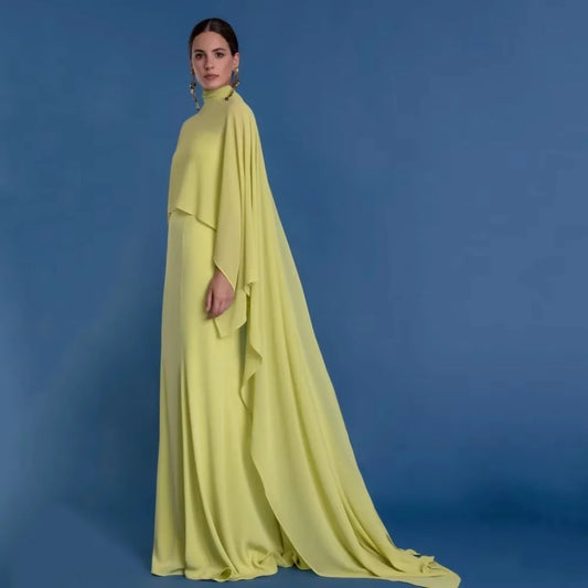 Customized Evening Dress Gorgeous Half Sleeve Prom Dresses Ruched Formal Occasion Shining Chiffon Party Gown Robe Soiree Badiee Stylez