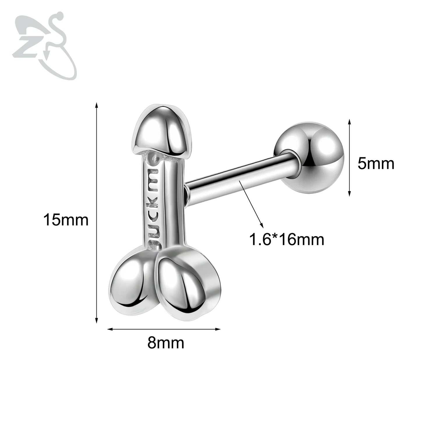 ZS 1 Piece 14G Stainless Steel Tongue Piercing Ring Colorful Butterfly Bone Tongues Stud Punk Skull Snake Body Piercings Jewelry Style 11