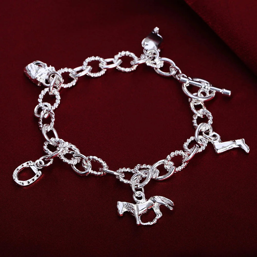 New High quality 925 Sterling Silver 4MM Women Men chain Male Twisted Rope Bracelets Fashion Silver Jewelry H074