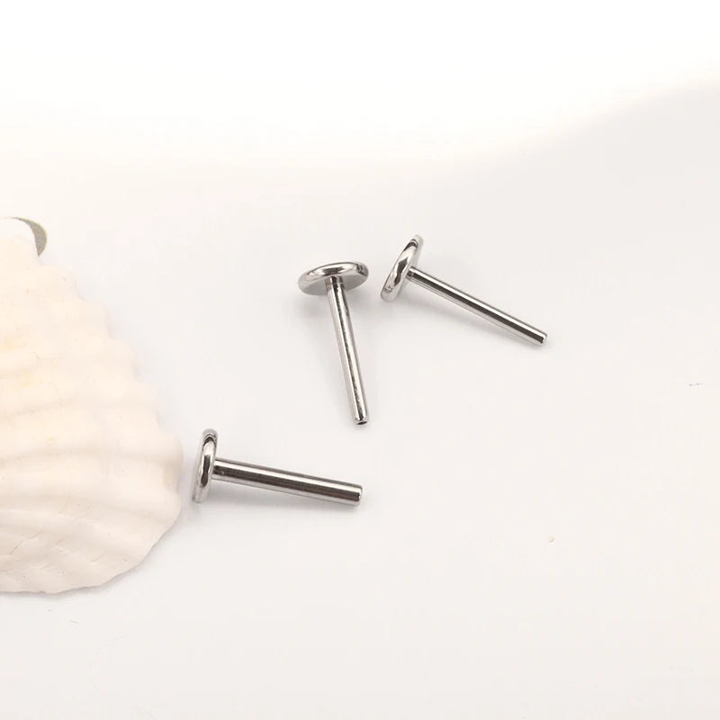 10pcs/lot ASTM F136 Titanium 16G 18G 20G Push In Plug Back Base Stud Earrings Lips Nose Piercing Tragus Body Jewelry Accessories