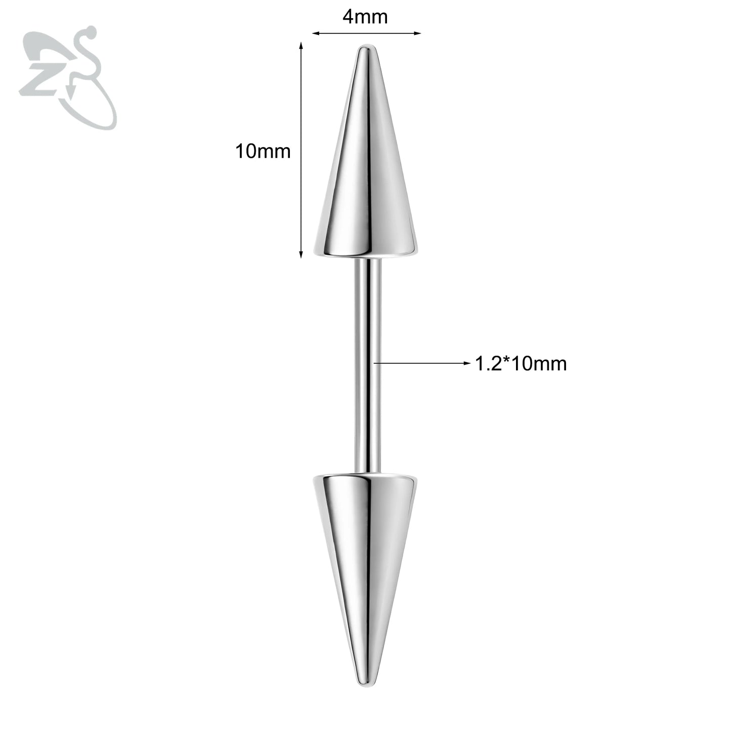 ZS 1 PC 16G Stainelss Steel Eyebrow Ring For Men Women Long Spike Curved Nose Bridge Piercing 3 Colors Cone Lip Labret Piercings Style 1 10X4X10MM