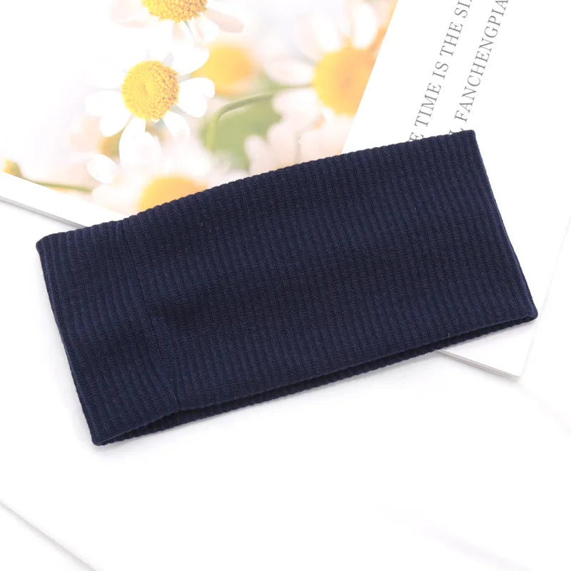 Women Solid Hairband Wide Hair Bands Elastic Headband Makeup Hair Hoop Yoga Vintag Headwrap Hairstyles Fashion Hair Accessories DEEP BLUE One Size