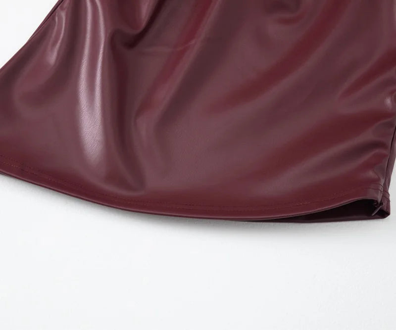 Sexy Shoulder waist Women's tops Leather vest with sleeves irregular hem vest women's clothing