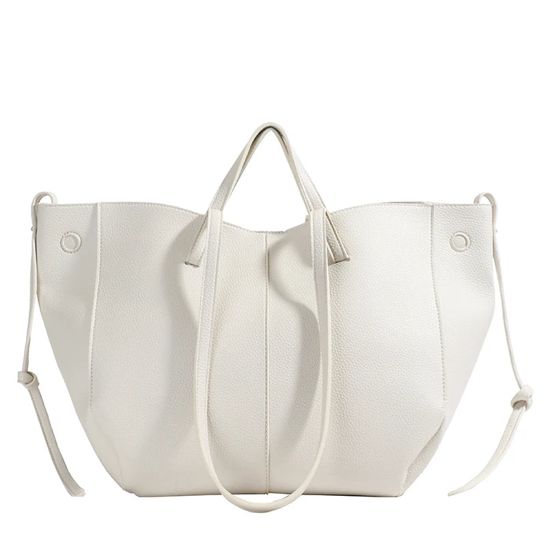 MOODS Branded Underarm Shoulder Bags For Women 2024 Latest Luxury Designer Handbags Soft PU Leather Large Capacity Shopping Tote Beige 49x22x30cm