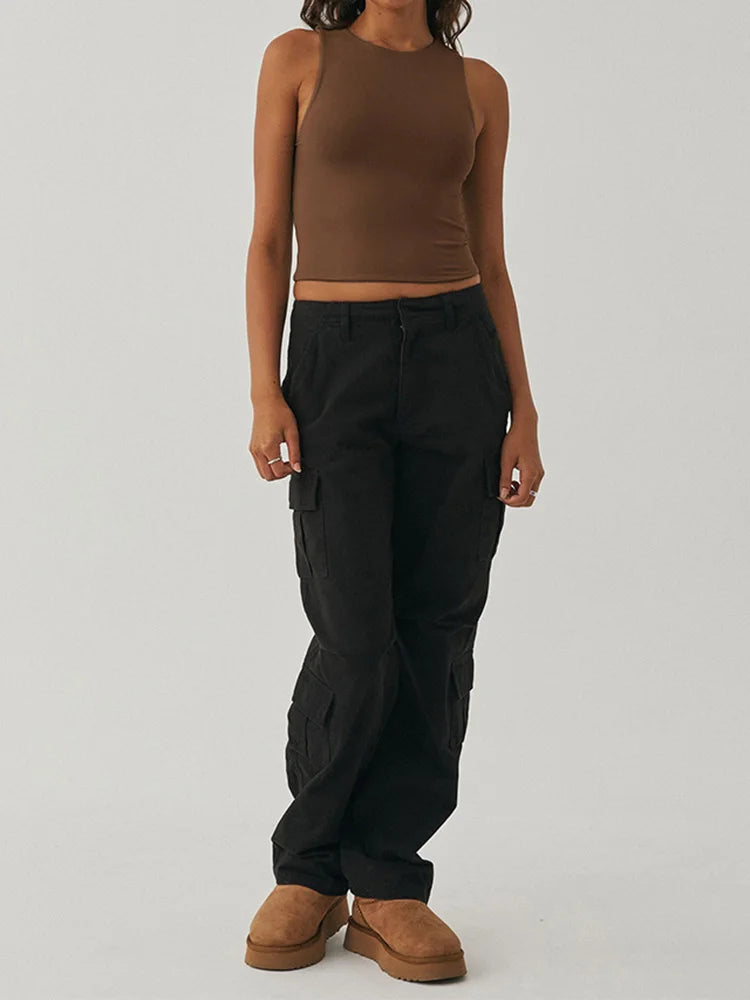 Sleeveless Tight Bottomed Shirt With Round Neck Racerback Top