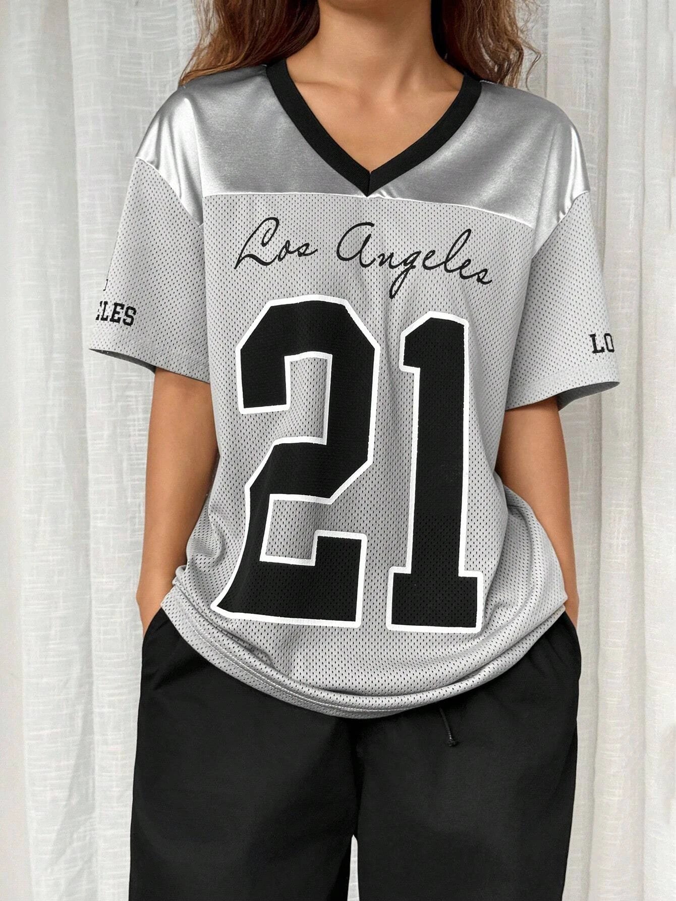 Pink V-neck Fashionable Casual Short Sleeved T-shirt Women Summer Quick Drying Breathable Sportswear Oversized Top Clothing SYF011104