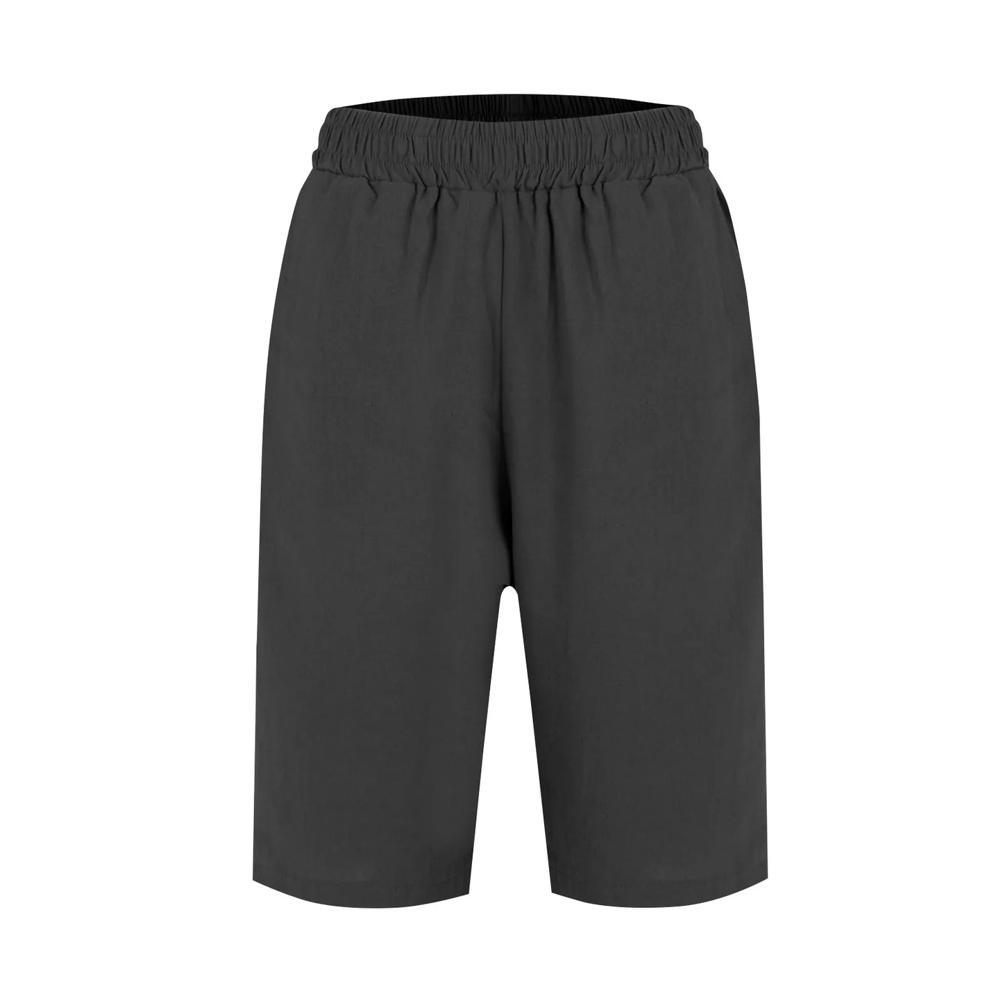 Womens Capris Cotton Linen Pants Drawstring Elastic Waist Pants Casual Cropped Trousers Daily Breeches Five Half Pants Pantalone