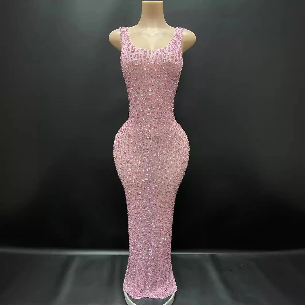 Diamonds Wedding Dress for Women Goddess Senior Photoshoot Props Homecoming Celebrate Birthday party dress New Year's Dress Pink