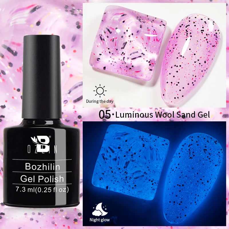 AWStorG15ml 2 IN 1 Crystal Top Coat Transparent Soak Off UV LED Nails Art Manicure Gel Nail Polish Varnishes Primer Function Gel LuminousWool Sand 05