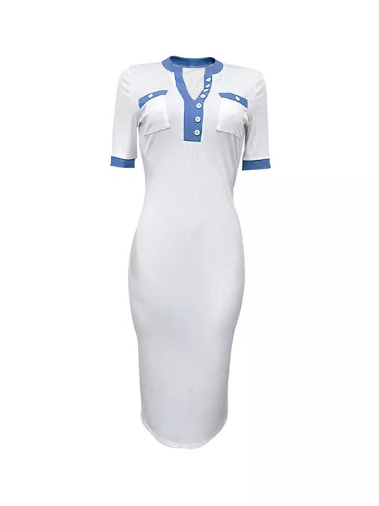 Wmstar Women Dress Summer Short Sleeve Round Neck Slim Female Streetwear Vacation Casual Bodycon Soft Sweet Sexy Fashion Dress