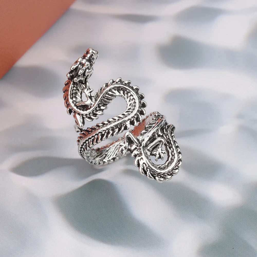 20 Pieces/Lot Vintage Punk Snake Rings for Women and Men Dragon Animal Devil's Eye Adjustable Mix Hip Hop Gothic Charm Jewelry