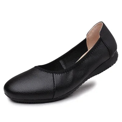 YAERNI Fashion Brand Women Shoes Leather Ballerina Ballet Flats Foldable And Portable Travel Pregnant Shoes For Bridal Wedding black