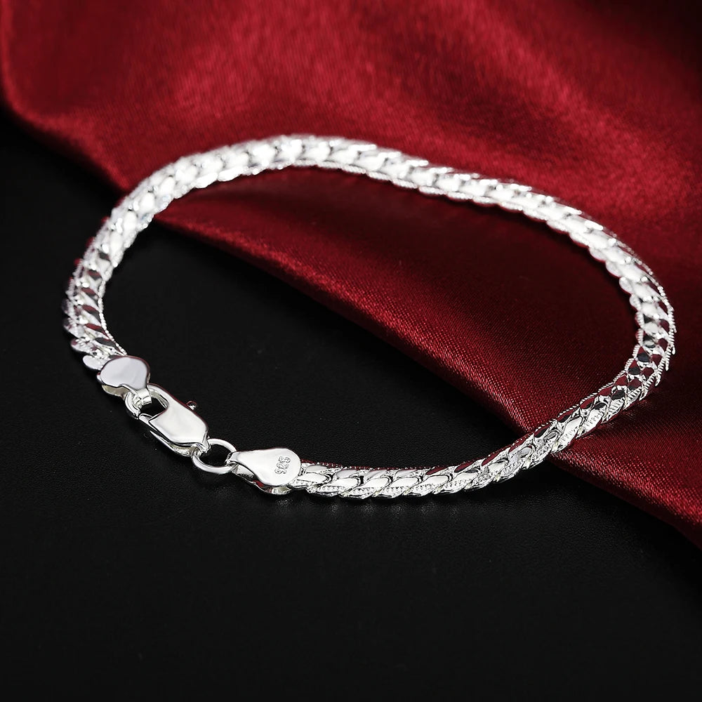New High quality 925 Sterling Silver 4MM Women Men chain Male Twisted Rope Bracelets Fashion Silver Jewelry H199