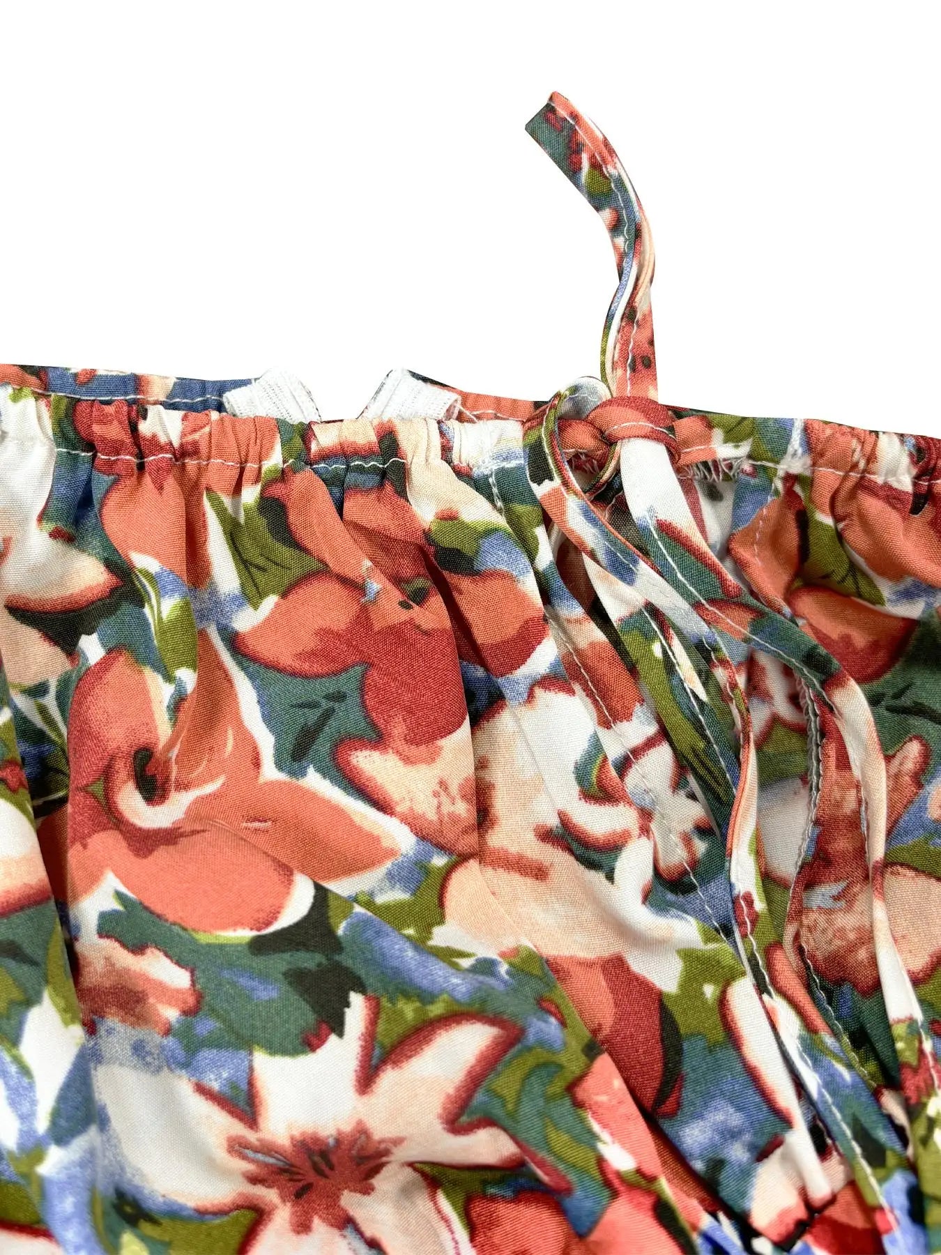 【Plus Size】 Ditsy Floral / All Over Print Split Thigh Dress, Casual Puff Sleeve Tie Front Dress, Women Plus Clothing for Summer