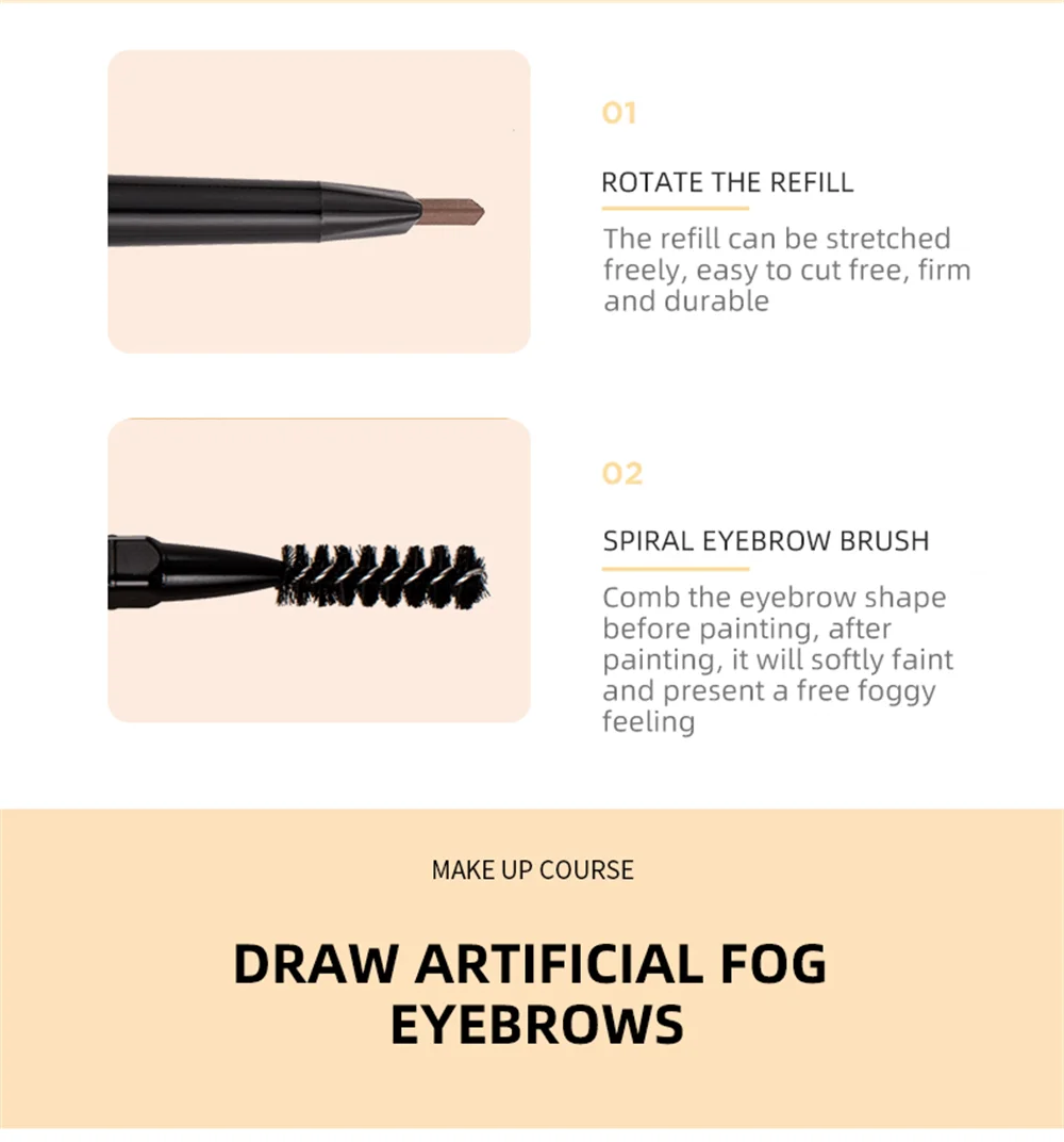Makeup for Women Waterproof Eyebrow Enhancer Pen with Double Head Pencil and Brush Long Lasting Eye Brow Cosmetics Easy to Wear