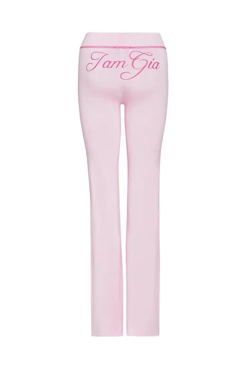 slim fit shoulder floral print bright line design slim fit hooded zipper short jacket pants for women pink pants