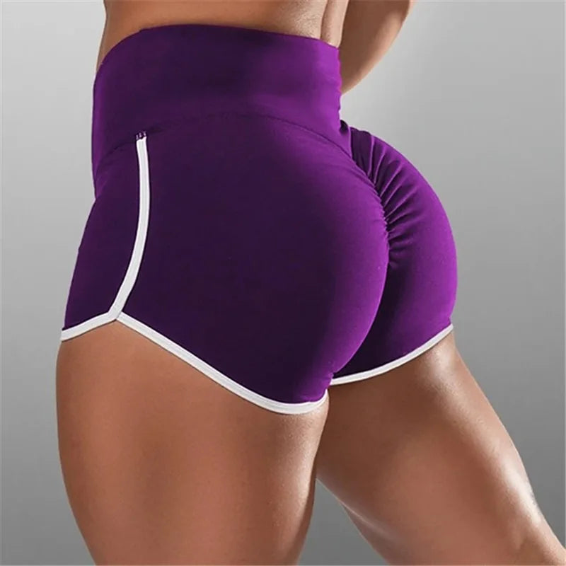 Women Summer Shorts for Sports Fitness Gym Skinny Slim Shorts Causal Yoga Shorts Low Waist Stretchy Short Pants Gym Clothing purple