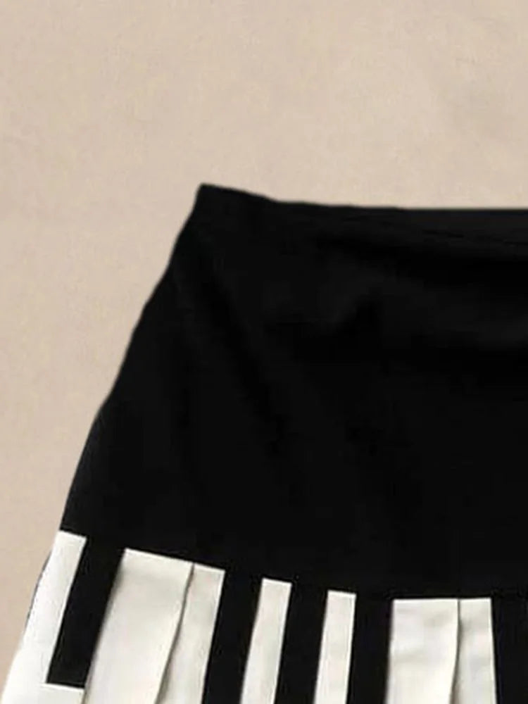 Yitimoky 2025 Spring Spliced Women Short Skirt Y2k Slim Design Harajuku Mini Skirt Female Empire Korea Style Chic Piano Skirt