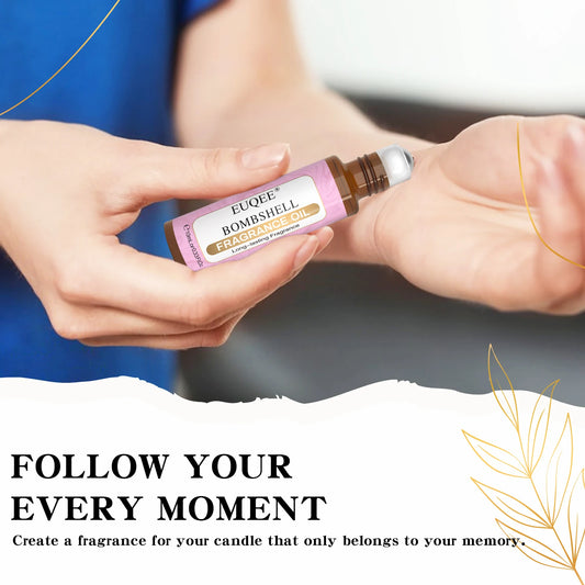 EUQEE 3PCS Fragrance Oils Roll-On Long Lasting Scent Coconut & Vanilla White Musk Baby Powder Fresh Linen Oud Wood Amber Romance