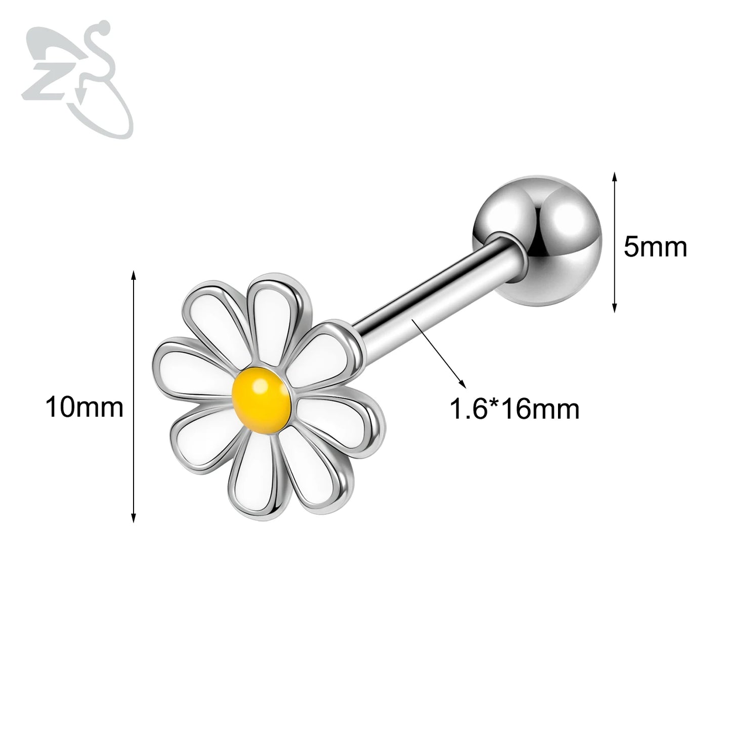 ZS 1 Piece 14G Stainless Steel Tongue Piercing Ring Colorful Butterfly Bone Tongues Stud Punk Skull Snake Body Piercings Jewelry Style 14-White