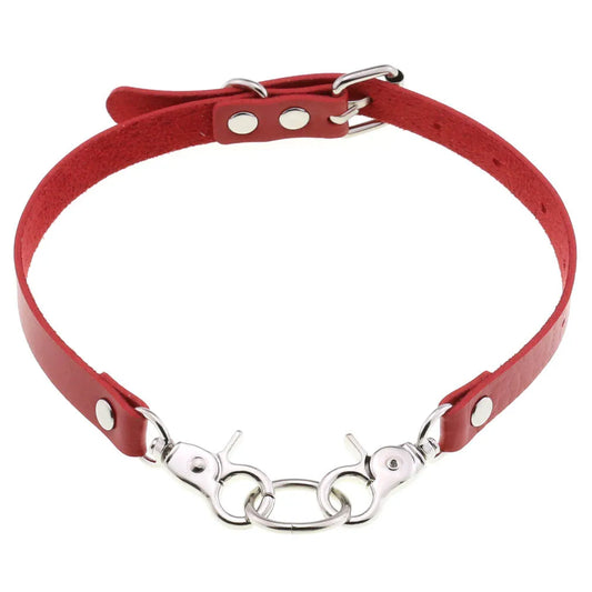 Punk Red Choker Necklace PU Leather Sexy Spiked Neck Strap Clavicle Collar Men Necklaces Hollween Women Y2K Jeweley Gift