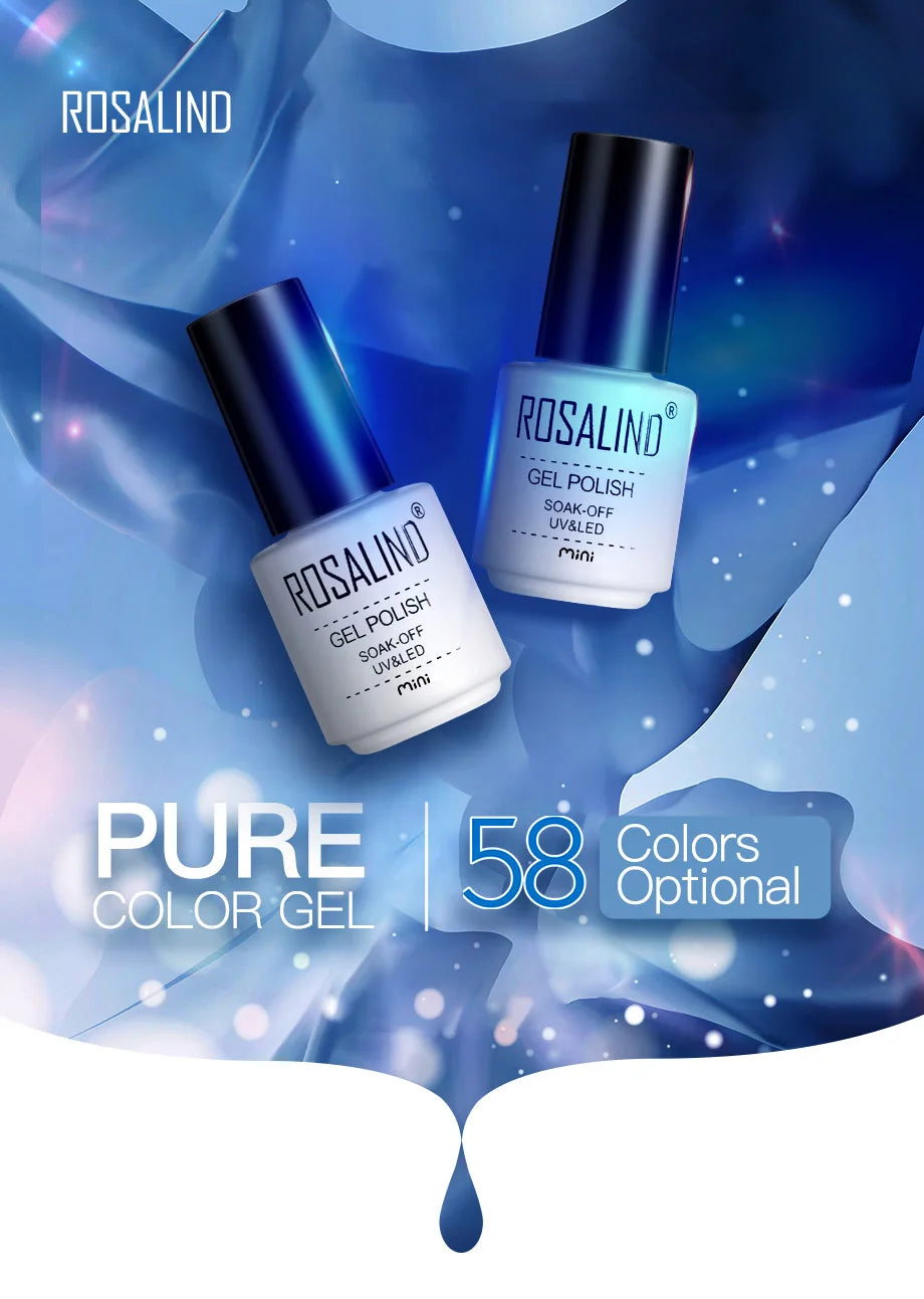 ROSALIND Hot-sale Bottle Gel Nail Polish Vernis Semi Permanent Primer Top Coat Bright Classic For Nail Art Design LED/UV Lamp