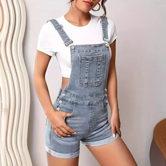 Women's Slim Fit Denim Shorts with Pockets Cross Border Trade Europe and America Style Smooths Your Silhouette Strapless Jeans