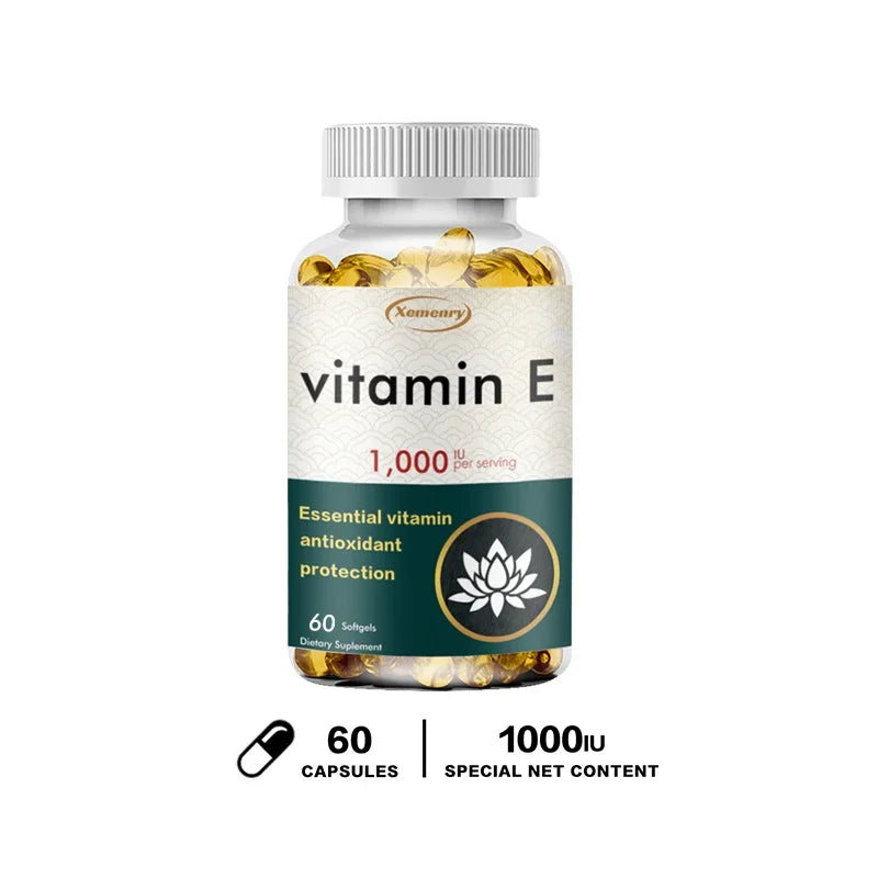 Vitamin E Capsules - Facial Care, Skin, Heart Health, Anti-Aging, Antioxidant 60 Capsules