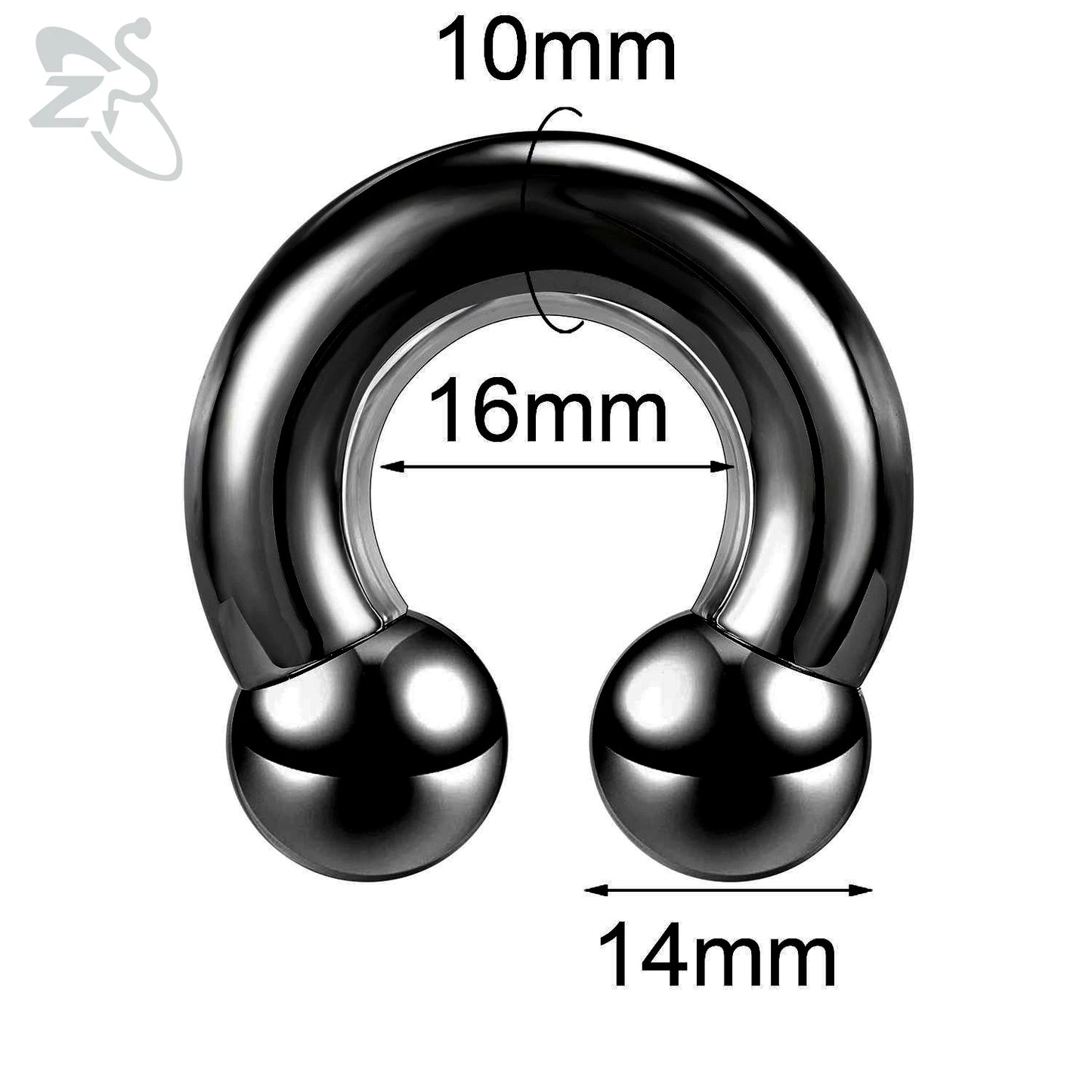 ZS 1 Piece 2/4/6/8G Black Color Stainelss Steel Horseshoe Nose Ring Men Punk Large Gauge Piercings Ear Expander Septum Piercing Style 12