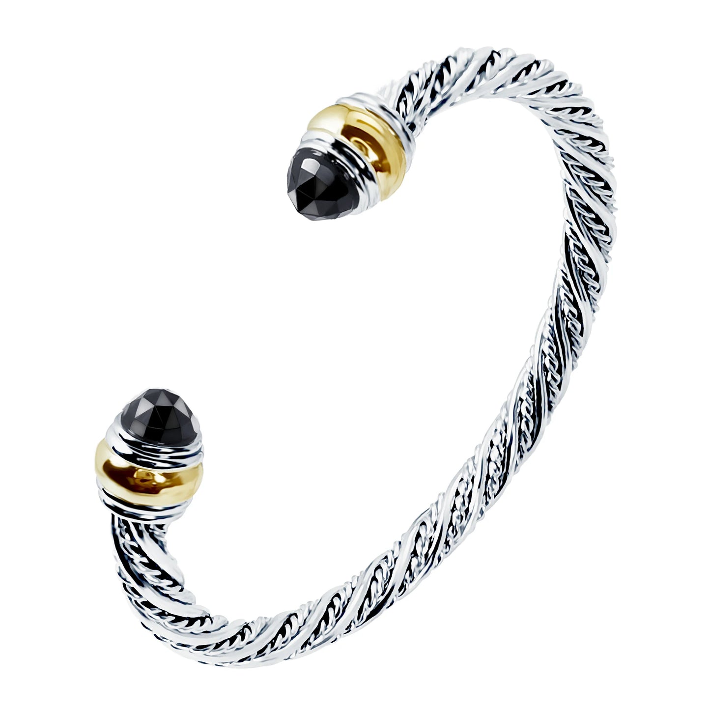 1PC Cable Bracelet for Women Gemstone Open Cuff Bracelet Bangle Bracelet Pearl Bracelet for Girls Best Gift for Women Friend Black Zircon