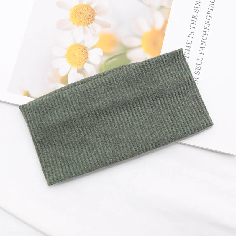 Women Solid Hairband Wide Hair Bands Elastic Headband Makeup Hair Hoop Yoga Vintag Headwrap Hairstyles Fashion Hair Accessories green One Size