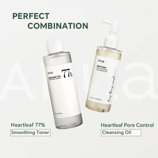 Korean Anua Skin Care Set Heartleaf 77% Toner Deep Cleansing Oil Remove Cosmetic Face Cleanser Skincare Products Original