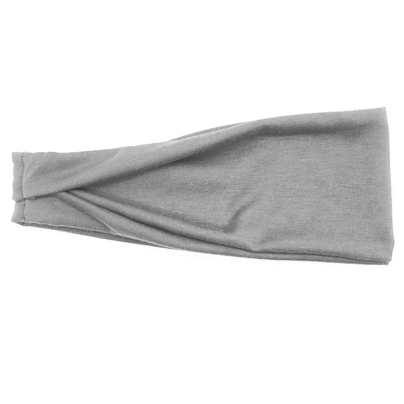 Women Headband Twist Cotton Sport Wide Turban Twisted Knotted Headwrap Girls Hairband Fashion Head Band Hair Accessories GRAY 10cm-22cm