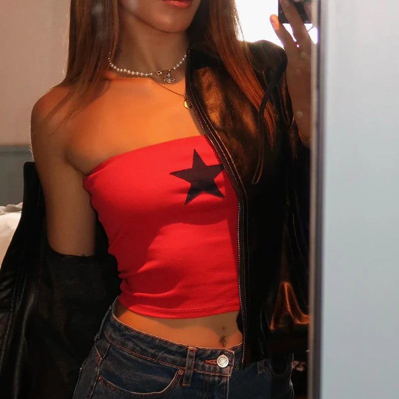 Y2k Rhinestones Bebe Letter Print T-shirt Women Baby Tee Vintage Summer Punk Casual Crop Top Goth Sexy Sleeveless Tube Tops Emo