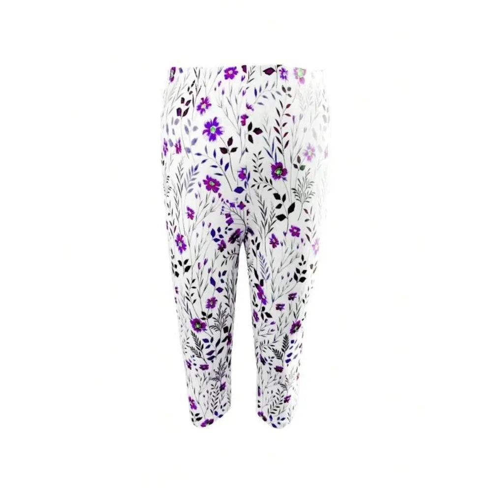 Plus Size Fashion Printed For Women Cropped Leggings Women's Tight Pants Seven-point Leggings