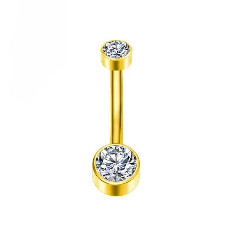 G23 Titanium Internally Thread Navel Piercing Jewellery Sexy Belly Button Rings 14G Navel Body Piercing CZ Beach Pendant Jewelry gold color 1.6mmx10mm