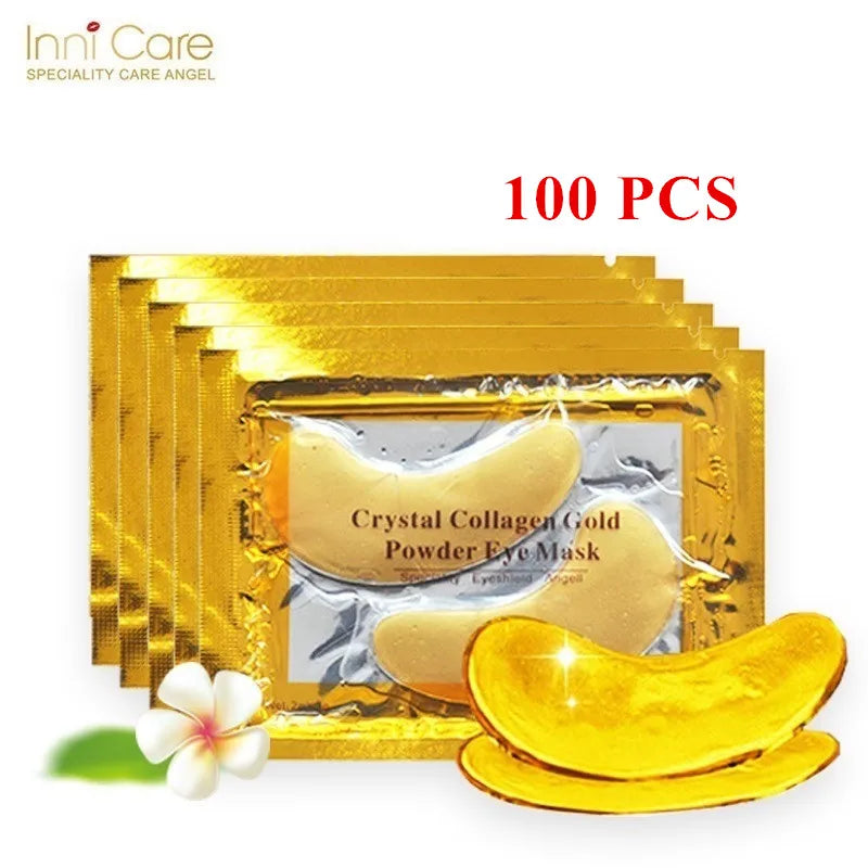 InniCare 50/60/80/100 Pcs Crystal Collagen Gold Eye Mask Anti Dark Circles Beauty Patches For Eye Skin Care Korean Cosmetics 50Pairs(100pcs)