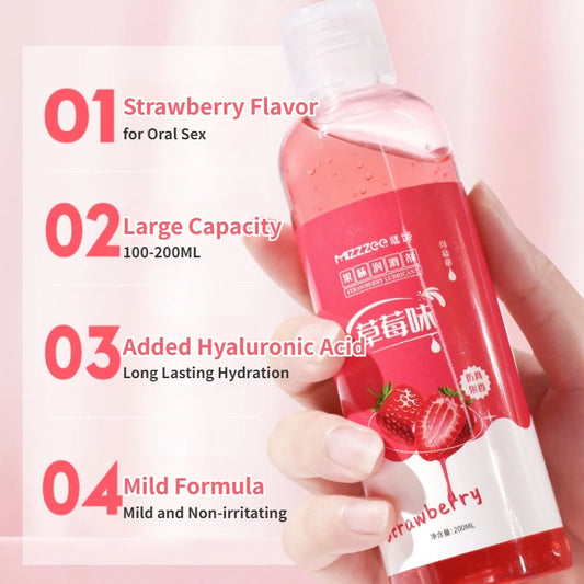 100/200ML Lickable Fruity Flavor Lubricant Oral Sex Strawberry Lubricating Fluid for Adult Sex Toys Vaginal Anal Lubrication 18+