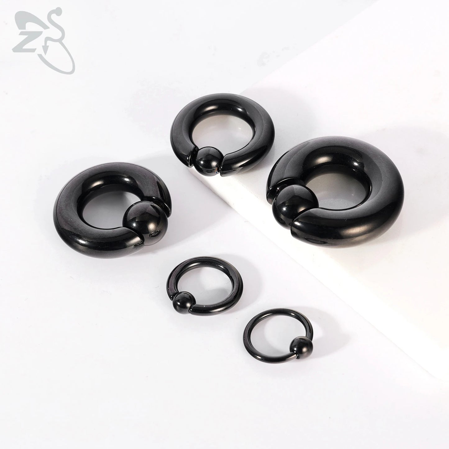ZS 1 Piece 2/4/6/8G Black Color Stainelss Steel Horseshoe Nose Ring Men Punk Large Gauge Piercings Ear Expander Septum Piercing