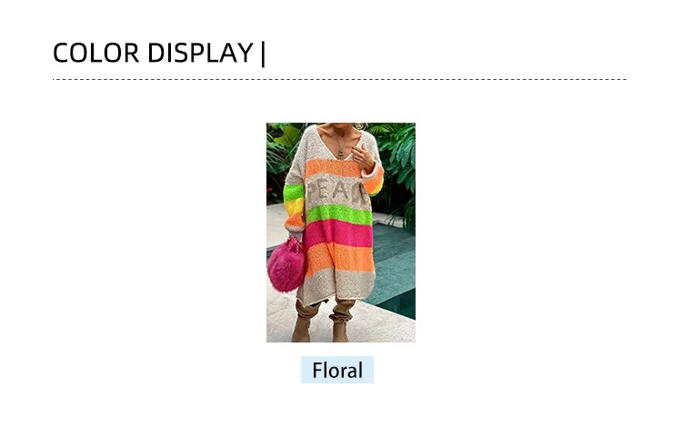 Plus Size Women's Plus Size Colour Block Simple Daily Wear Long Sleeve Sweater Dress Best Choice for Autumn and Winter