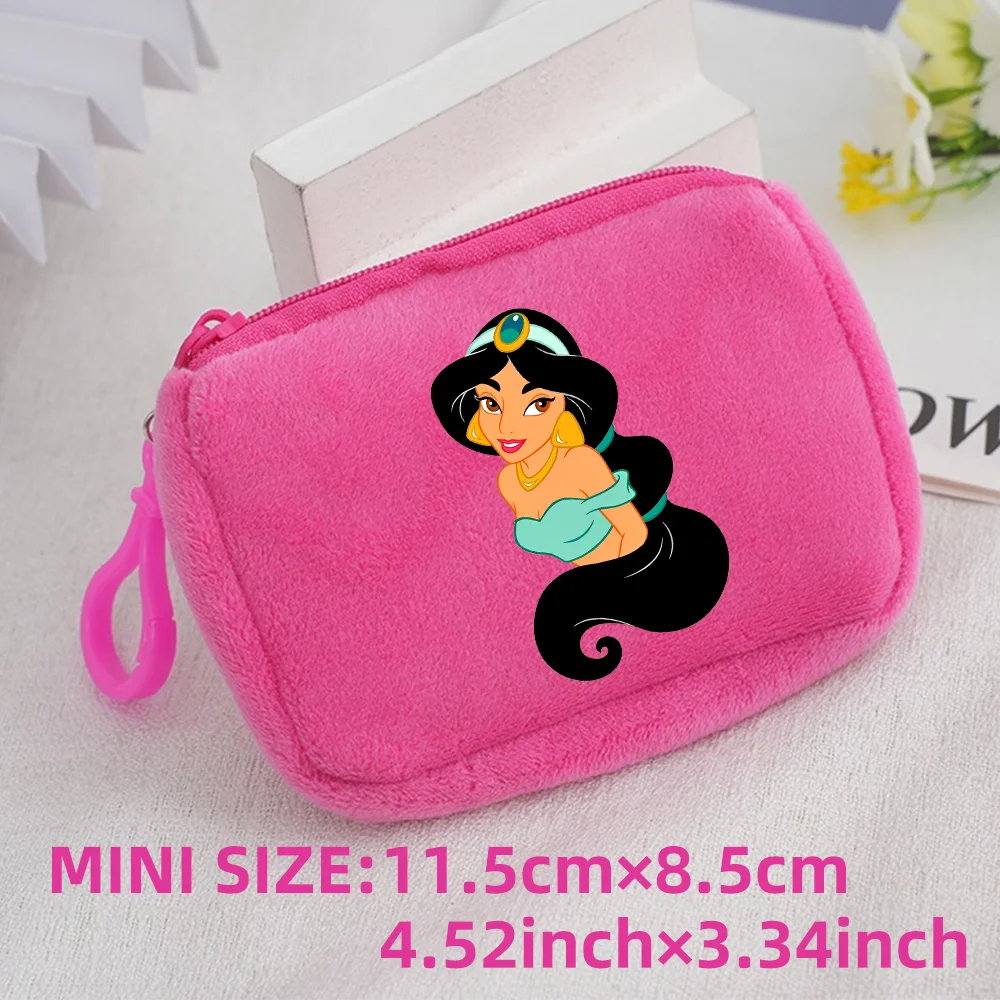 Princess Disney Kids Anime Plush Coin Purse Girls Mini Wallet Printed Moneybag Kawaii Square Portable Storage Bag Birthday Gifts 1pcs-032