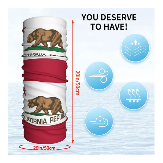 Flag Of California Thin Wrap Scarf Bandana Neck Gaiter Face Cover Headband