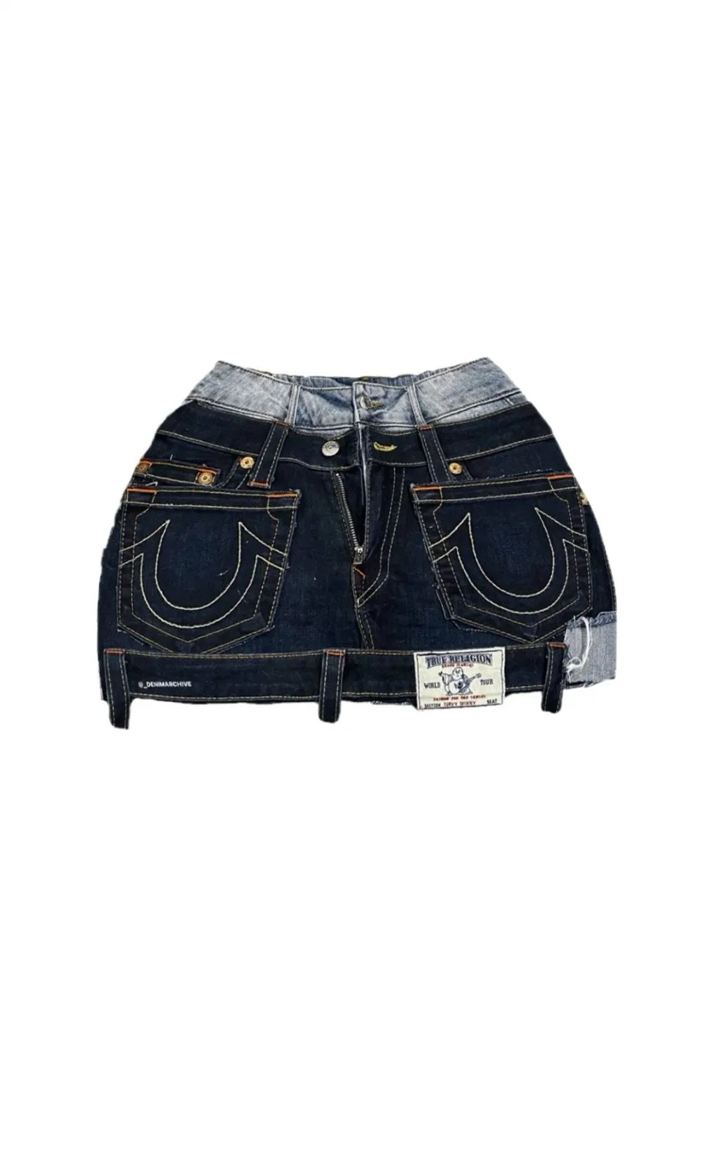 Streetwear Black Skirts Retro Goth Y2k Skirt Embroidered Pocket Patchwork with High Waist and Hip Bag Harajuku Denim Mini Skirt