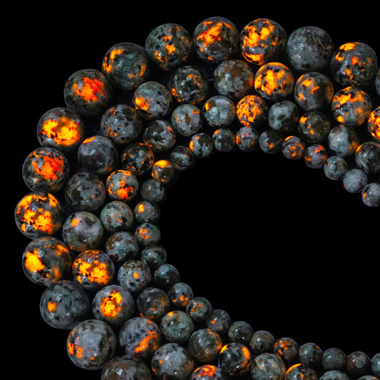 4-12mm AA Yooperlite Natural Flame Stone Beads Round Spacer Beads For Jewelry Making Supplies Diy Charms Bracelets Accessories